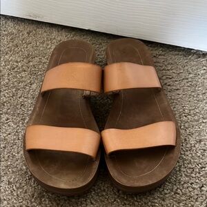 Tan Double Strap Sandals